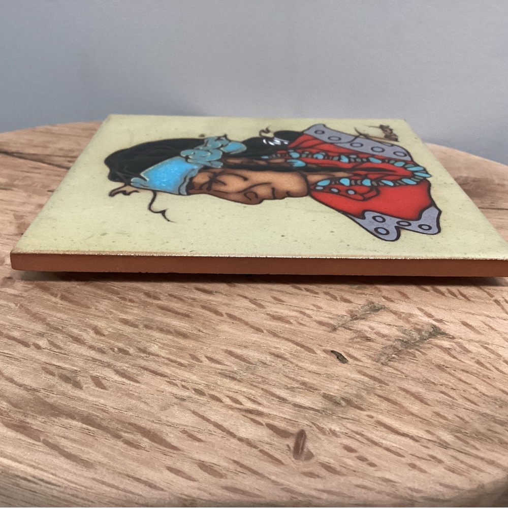 🔴 Vintage - Artist Cleo Teissedre - Kiln Fired - Hand Painted - Ceramic Tile - Picture 10 of 14